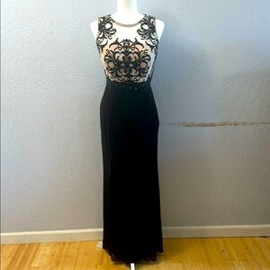Betsy & Adam Black and Cream Maxi Dress